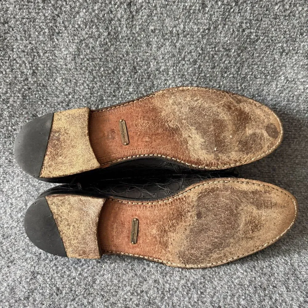 $900 Mezlan Full Genuine CROCODILE ALLIGATOR Shoes Tassel Loafers 11.5 M Black